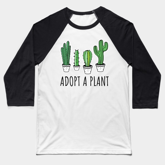 'Adopt a Plant' Adorable Plant Gift Baseball T-Shirt by ourwackyhome